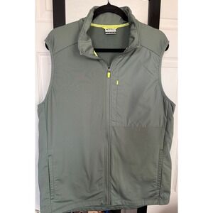 Asics Mens Full Zip Running Training Vest Sage Green Neon Yellow Large RN83394